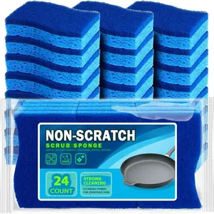 Non Scratch Scrub Sponge, 24 Count, Sponges for Dishes, Sponges Kitchen, Cleaning Sponge, Cleans Fast Without Scratching, Stands Up to Stuck-on Grime, Cleaning Power for Everyday Jobs