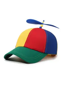 Unisex Spiral Propeller Baseball Cap, Adjustable Sun Protection Bucket Hat, Casual Fitted Patchwork Design for Spring & Fall