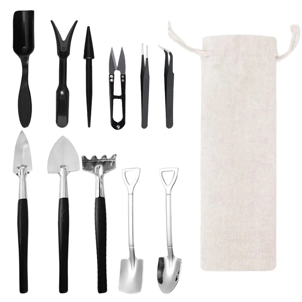 12 pcs succulent plant gardening tool set, ergonomic handle mini shovel rake tweezers, suitable for indoor plants, suitable for beginners and home gardening enthusiasts, perfect for loosening soil, transplanting and pruning