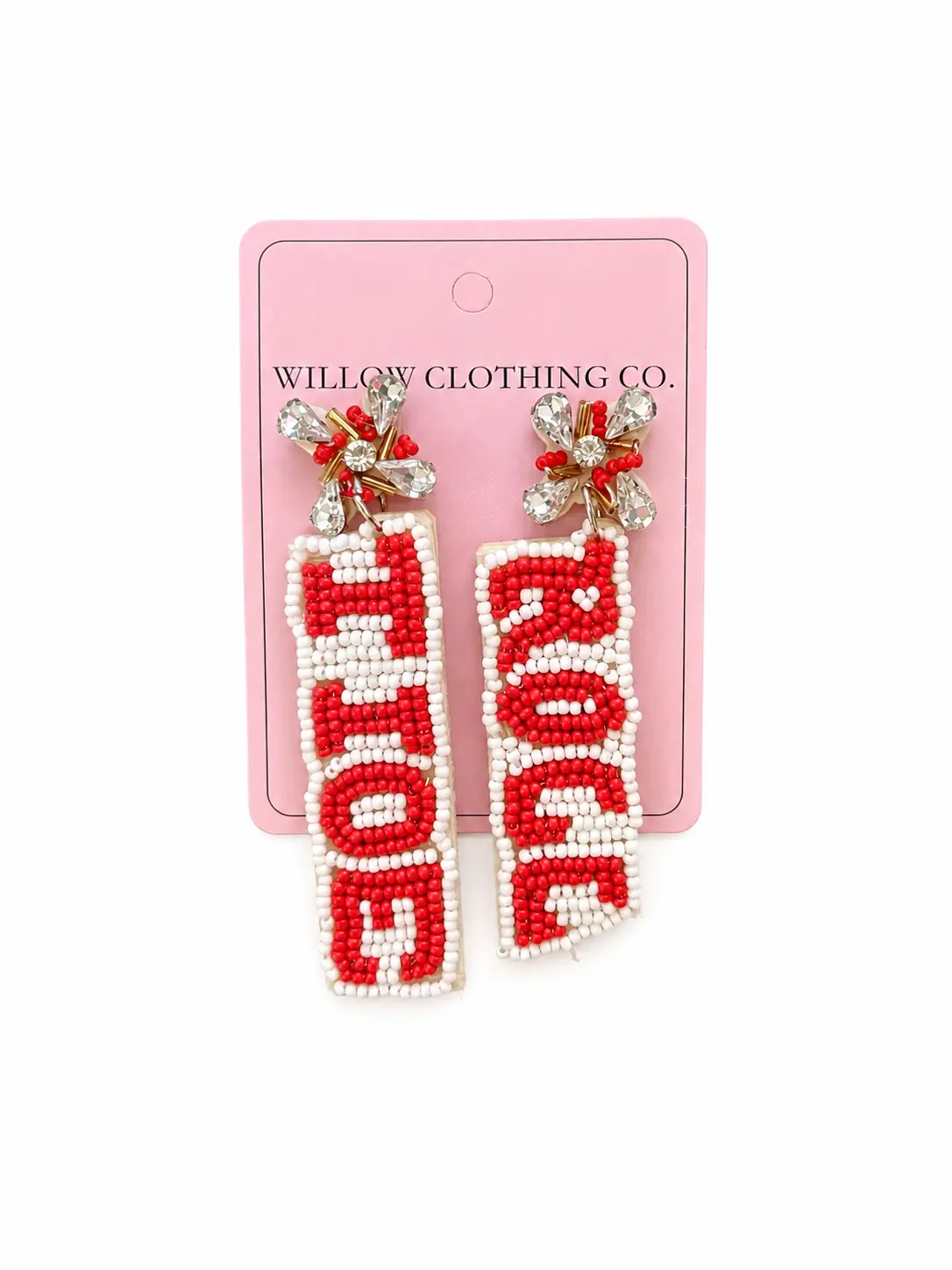 ROLL TIDE Pride Beaded Earrings, Lightweight Playful Costume Jewelry for Game Day State Pride, Alabama Outline