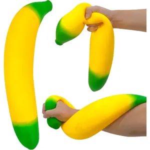 Banana Squishy Giant, Large Slow Rising Banana Fidget Toys, Soft Stress Relief Anxiety Sensory Toys for Adults and Kids, Realistic Fruit Shape Squeeze Toys, Birthday Party Favors, Classroom Rewards
