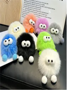 Real Fox Fur Keychain Car Accessory, Plush Ball Backpack Decoration Gift, Style Trendy Hanging Ornament, Perfect Present Idea, Cute Soft Keychains