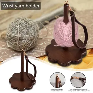 Wooden Thread Spool Stand & Portable Wrist Yarn Holder, Handheld DIY Yarn Guide for Knitting and Crochet, Essential Crafting Tool, Crochet Items