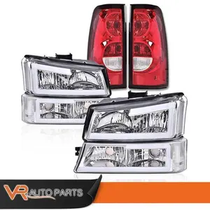 LED DRL Bumper Headlights + Tail Lights Fit For 03-07 Chevy Silverado Polycarbonate  Factory Fit Plug-and-Play
