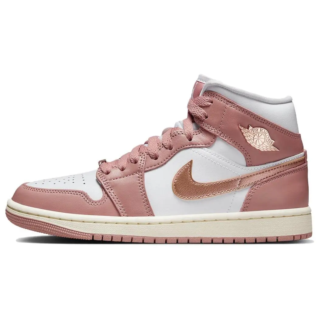 Jordan 1 Mid Se Red Stardust Retro Comfort Basketball Shoes Pink Women's FB9892-670