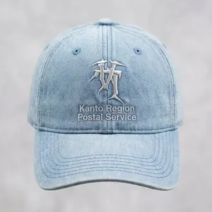 Kanto Region Postal Service Light Blue Denim Hat with Embroidered Logo for Fans
