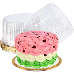 10 Inch Plastic Cake Carriers Containers With Lid And White Boards  Clear Cupcake Holder For 1-2 Layer Cheesecake Bundt Pie Bakery Supplies(5 Pack)
