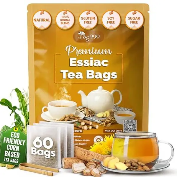 Premium 60 Essiac Tea Bags – Wellness Blend, Premium Quality, 100% Natural & Pure, Caffeine-Free, No Additives or Preservatives, Non-GMO, Plant-Based & Vegan