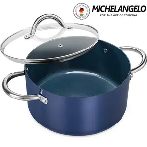 MICHELANGELO Stock Pot with Lid, 5 Quart Nonstick Cooking Pot, Ceramic Soup Pot Induction Compatible, with Stainless Steel Handle, Cooking Cookware