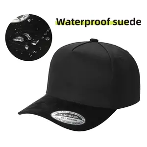 Unisex pure cotton twill slim-fit baseball cap, black, with waterproof suede, elastic fit Suitable for all seasons moisture-wicking hat trucker dandy panel fishing hiking sun motorcycle style