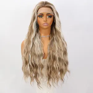 28 inch brown gold mixed high gloss lace front T-zone wig SM9208 series