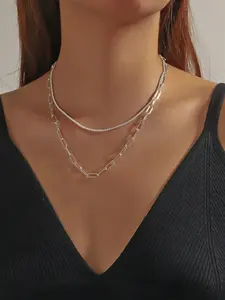 Fashionable Dual-Layer Stacked Hip-Hop Necklace Set, Sparkling Starry Sky Design, 2-Piece Jewelry Collection, Trendy Accessory, Punk Layered Necklace