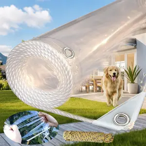 Clear Tarps Heavy Duty  4.5' X 6.5' Clear Vinyl Tarp with Grommets Tent Transparent Cover 14 Mil Plastic Tarps for Outdoor Porches Garden  Camping Supplies