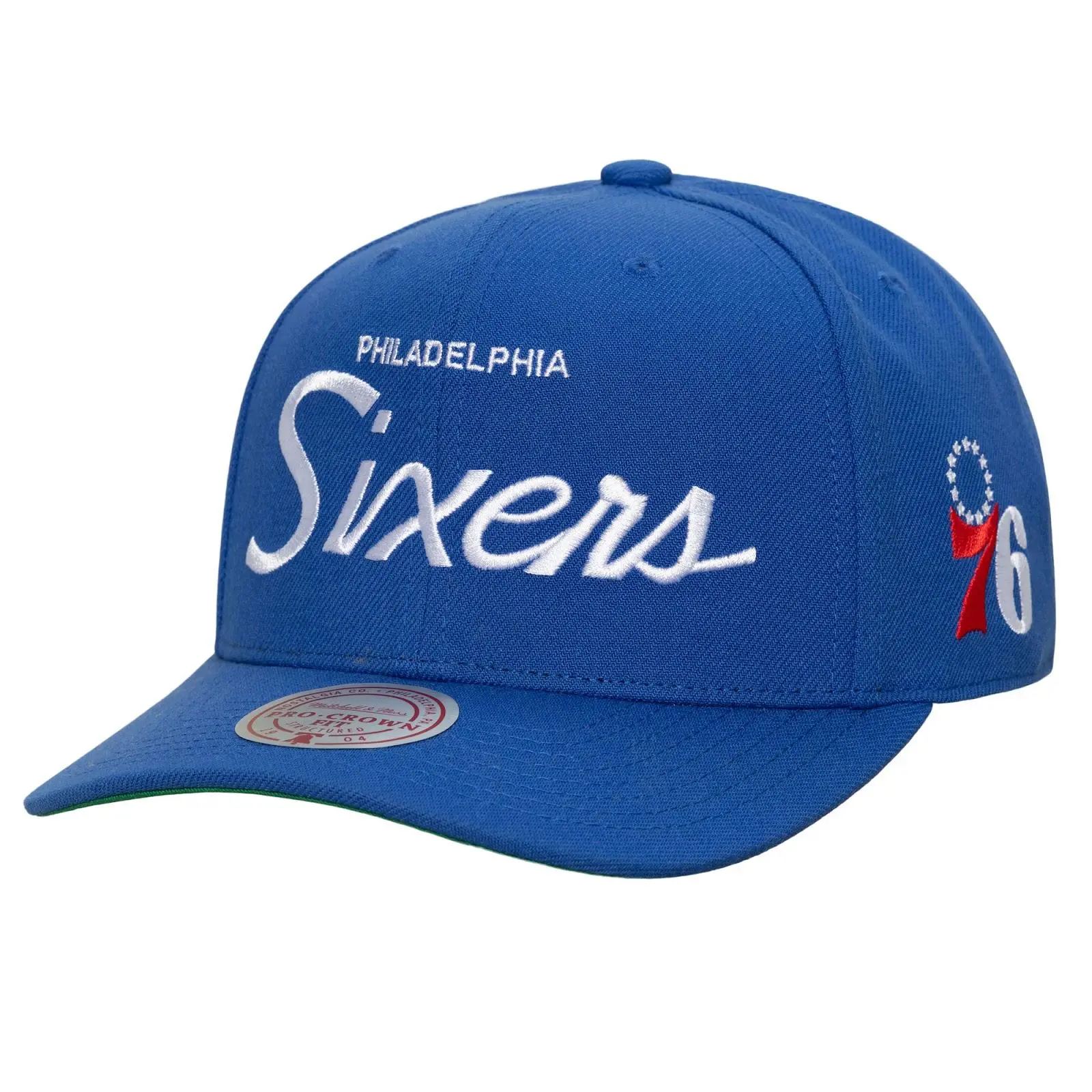 Philadelphia 76ers Royal Head Coach Pro Crown Snapback Hat NBA Throwback Cap Adjustable Fan Gear Mitchell & Ness