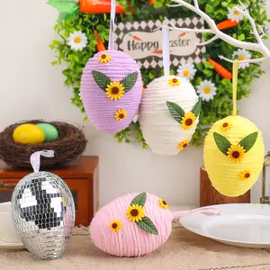 Creative DIY Easter Egg Ornaments – Realistic Woven Easter Egg Decorations for Parties, Easter Egg Props, Spring Festivals & Home/Classroom Display (Set of 6)