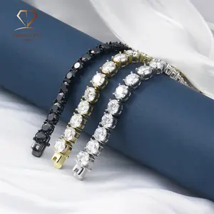 Delzzad Hip Hop Bling Tennis Bracelet VVS Synthetic Moissanite Bracelet S925 Chain Birthday Anniversary Mother's Day Gifts for Men Women
