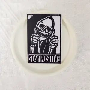 1PCS Stay Optimistic Thumb Up Skeleton Ironing Embroidery Patch, Inspire Punk Skeleton Patch Badge Clothes Hat Bag Shoes Backpack Jeans Decorative Badge Stickers