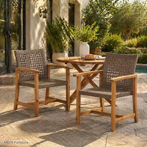 ARCH Hampton Wood and Wicker Dining Chair Set of 2, Solid Wood Frame with Woven Wicker Back, Farmhouse Kitchen Dining Room Chairs, Natural Finish, 2-Pack for Dining Table, Indoor Use, Comfortable Seating for Home Decor and Kitchen