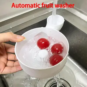 1pcs Medium Fruit Vegetable Automatic Washer, Multi-Functional Auto Draining Leak Screen, Efficient Cleaning Tool for Kitchen Use