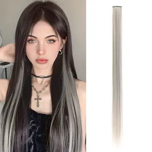 6-piece set of high-crown invisible hair extensions for volume enhancement, long curly hair, medium to long hair