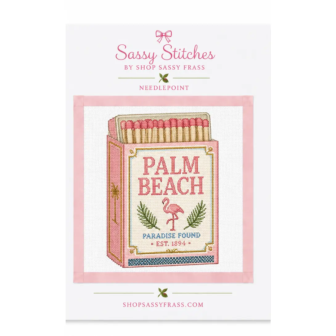 Palm Beach Match Box Printed Needlepoint a canvas