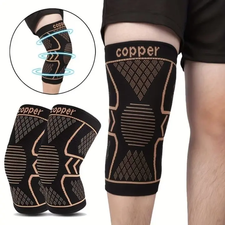 Breathable Copper Knee Protector, Adjustable Breathable Knee Brace, Adjustable Compression Knee Brace, Non-slip Copper Knee Support Sleeve for Fitness Recovery