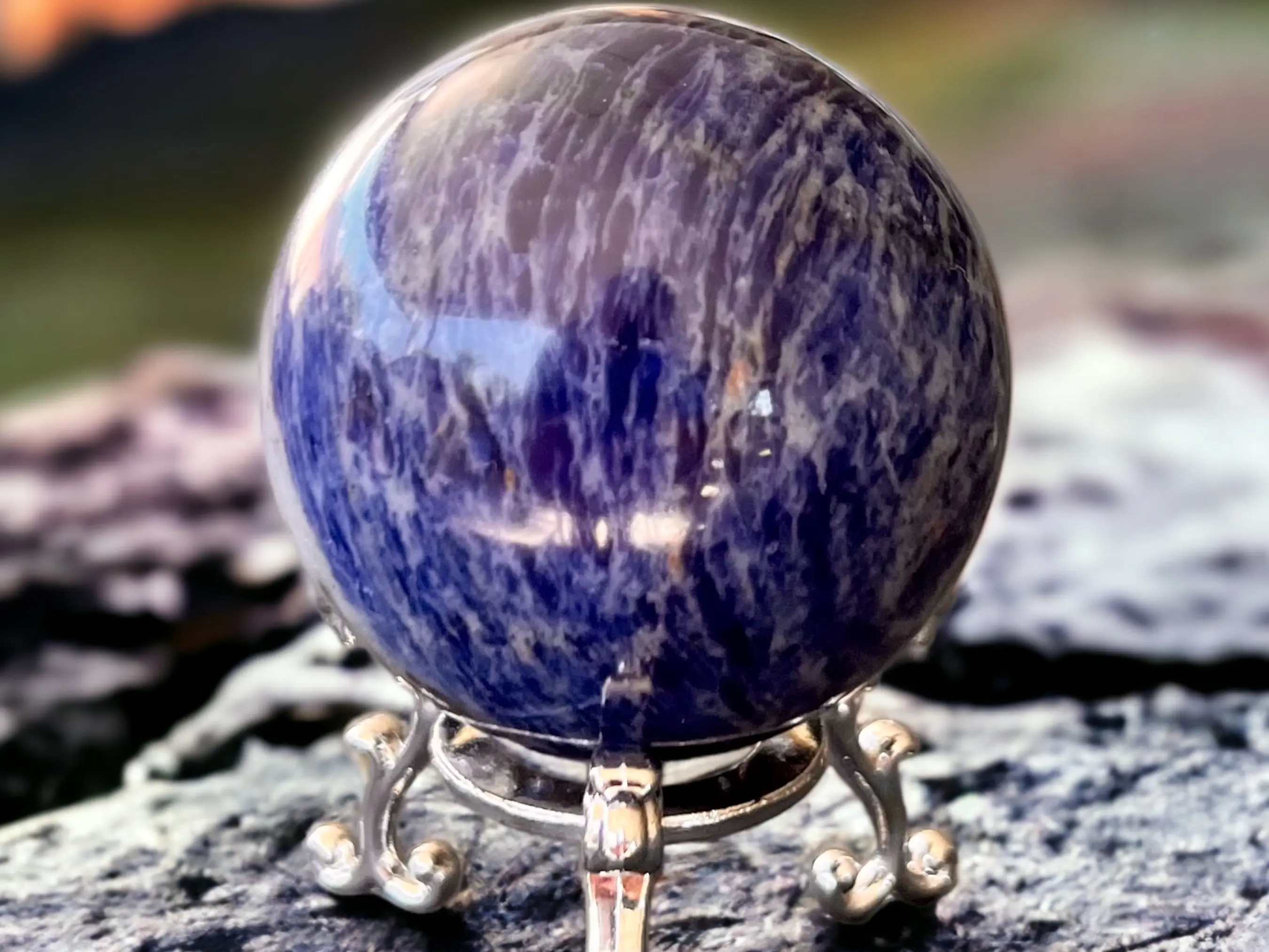 Sodalite Crystal Sphere, Natural Crystal Decor