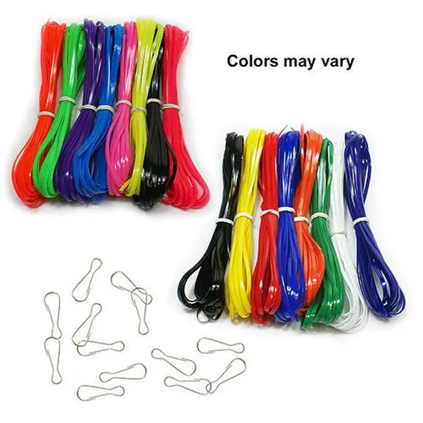 Rexlace Plastic Lace Assortment Box, 60 Assorted-Color Hanks with Lanyard Snaps, Lanyards, Friendship Bracelets, Keychains