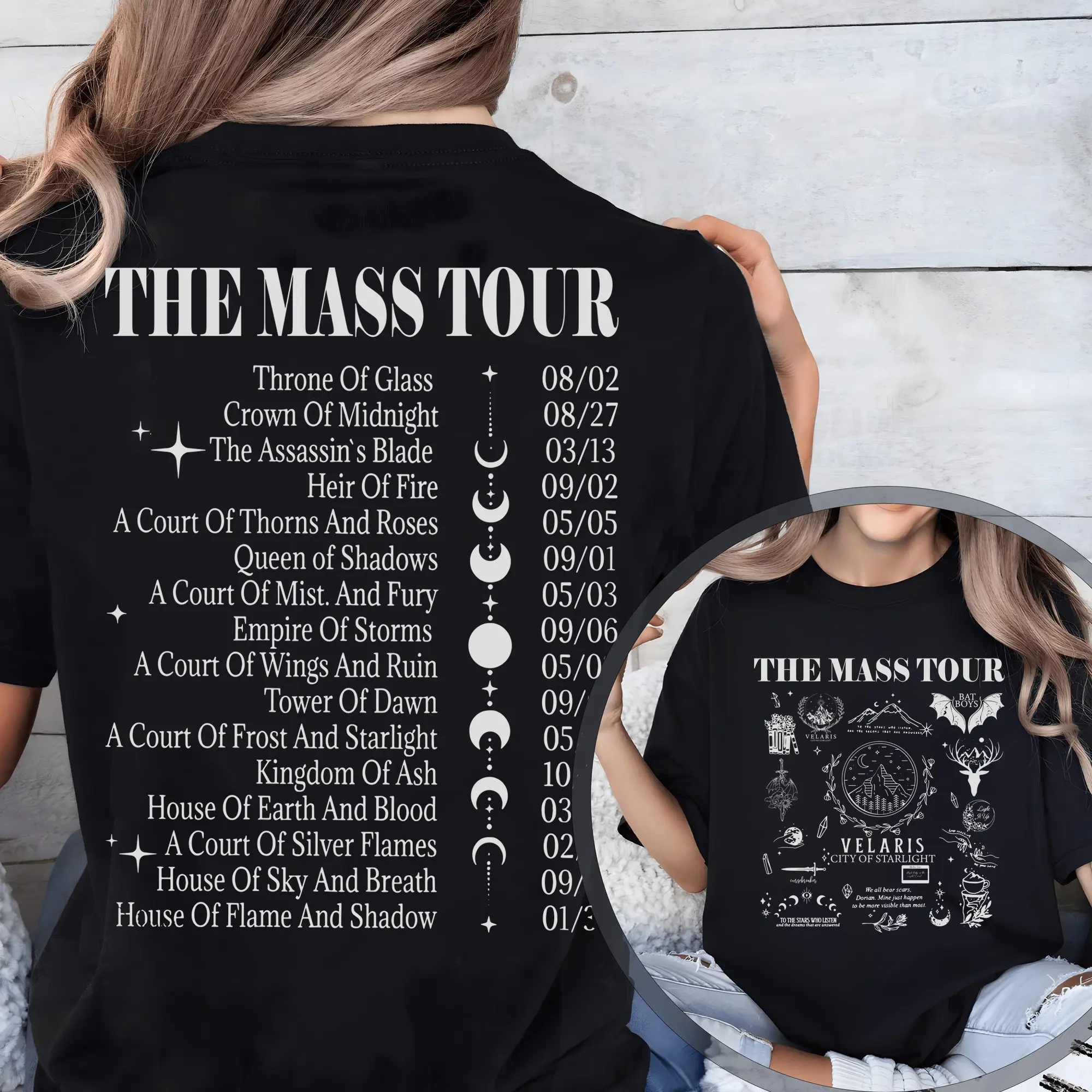 SJM Tour Shirt, The Maas Tour Tee, Booktok T-Shirt, Book Tour Shirt, ACOTAR Tee, Crescent City Sweater, Throne  of Glass Merch, SJM Fan Apparel