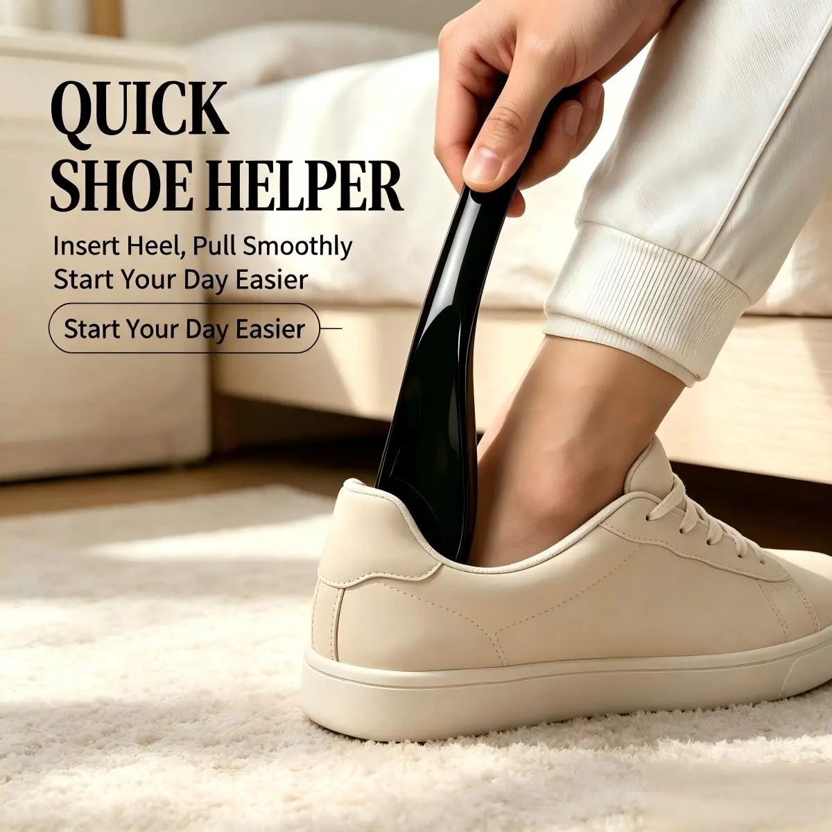 Short Handle Shoe Horn, Portable Shoe Helper for Adults, Compact Shoe Lifter for Easy Shoe Wearing, Ideal for Home, Travel & Daily Footwear Use