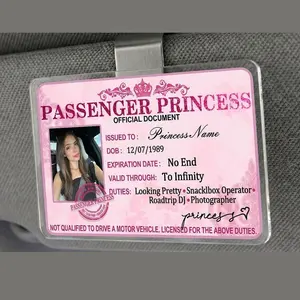 Custom Passenger Princess Card Visor Clip, Funny Car Accessory for Her, Personalized Passenger Princess License,Birthday Gift for Girlfriend