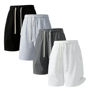 2-pack light gray knit drawstring solid-color men’s shorts, street style, comfortable for everyday wear