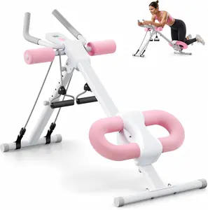 Foldable Abdominal Crunch Machine Adjustable Core Strength Trainer Home Fitness Equipment for Abs Waist Leg Training