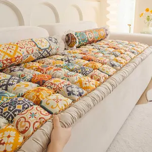 Bohemian-Style Mantou Sofa Cushion, Pet-Friendly Seat Pad, Machine-Washable Heavyweight Sofa Cover Super-Soft & Super-Comfy, Fits 1/2/3/4-Seater Sofas & L-Shaped Sofas, Bay Windows, Office Chairs. All-Season Use, Non-Slip, Sofa Covers, Sofa Couch Covers
