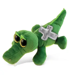 DOLLIBU 6" Big-Eye Polyester Plush Alligator Stuffed Toy - Cross Design, Soft Fabric, Toddler-Safe Stuffed Toys, Religious Gift