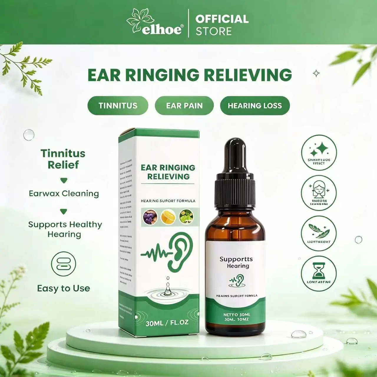 EELHOE Ear Drops  Tinnitus Relief Earwax Cleaning Ear Care Eelhoetinnitus relief Eelhoesupport formula Hygiene care
