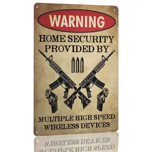 Home Security Warning Gun Sign Aluminum Home Security Provided By Multiple High Speed Wireless Devices Decorative Sign Funny Gun Warning Metal Wall Art For Man Cave Farmhouse Patio Decoration 12×8 Inch