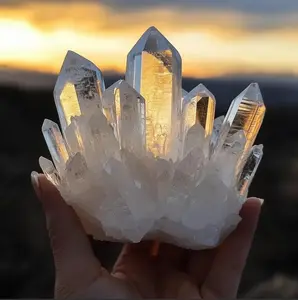 300g Natural New Find Clear Quartz White Phantom Crystal Cluster Mineral Chunks Reiki Home Decor