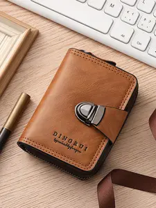 Men's Short Zipper Wallet with Lock, Business Style Wallet, Business Card Holder, Multi-Card Slots, Large Capacity, Travel Safety, Gift, Valentine's Day, Business Wallets