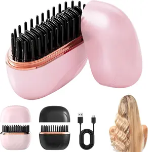 Mini Hair Straightener, Mini Wireless Straightening Comb Heats UP fast Adjustable  Temp Type-C  Rechargeable Portable Hair Styling  Tool  Travel - Friendly Styling Tool