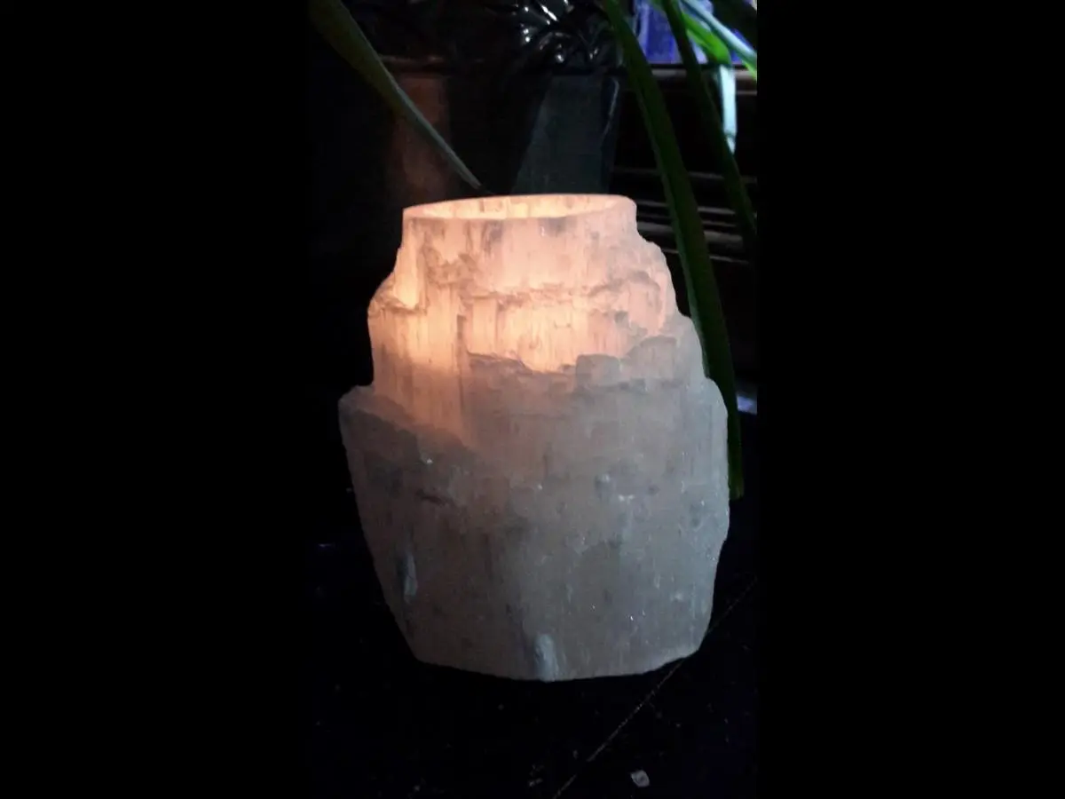 Rough "Skyscraper"  Selenite Tea Light Candle Holder
