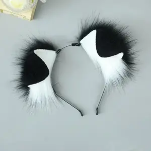 4 Types Handmade Halloween Simulated Faux Dog Ear Headband Comic Con Bendable Plush Dog Tail Cosplay Realistic Animal Ears Props(Raincoats)