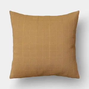 Oversized Square Woven Washed Windowpane Pillow Brown - Threshold