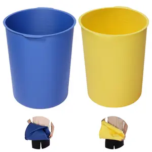 Summervibes VEVOR 2 Pcs 5 Gallon Bucket Liner for Concrete Mix, Reusable Silicone Mortar Bucket Liner for Thinset Paint Concrete Epoxy Mixing, Heavy-duty Grout Mixer Insert with Measurements, Blue Yellow