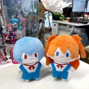 15cm NEON GENESIS EVANGELION Kawaii Figure EVA Plush Doll Rei Ayanami Asuka Anime Peripheral Bag Pendant Collection Model Toys