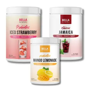Bella All Natural Probiotics Iced Strawberry + Hibiscus Jamaica + Mango Lemonade Bundle