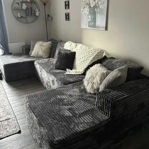 XIZZI 135" U-Shape Sectional Cloud Couch with Chaise Modular Deep Seating Sofa, Premium High-Density Foam & Plush Corduroy, Upholstered Soft Couch, Modern Living Room Furniture Durable Comfortable Design, No Assembly Required