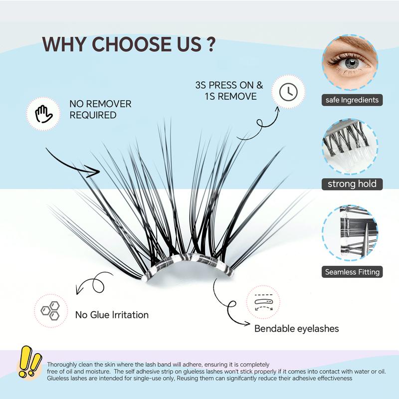 Maxfull Glueless Lashes Bendable Invisible Band Super Strong Hold Lash Clusters Kit 10-18mm DIY Self Adhesive All‑Day Hold Eyelashes Extensions Kit D Curl Anime&Natural Dual Style Fluffy Wispy Pre-Glued Eyelash Beginner-Friendly Press‑On & Easy Remove