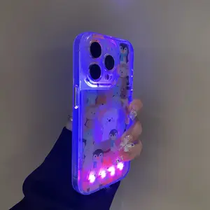 Sound Control Matte Glowing Full Screen Animal Cartoon Phone Case, Unique Call Light Phone Cover, Couple Style Accessories for iPhone XS/XR/XS MAX/11/12/13/14/15/16/17 Pro/Pro Max/Plus