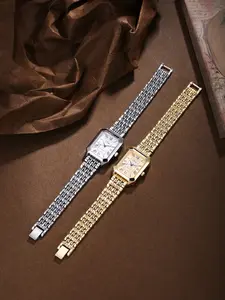 Women's Analog Quartz Watch Set, Vintage Roman Numerals & Blue Hands, Elegant Square Dial, Casual Style, All Seasons Wear, Quartz Wristwatch